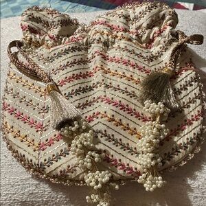 Chic Embroidered Drawstring Clutch